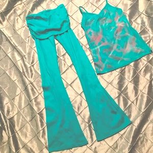 NEW Turquoise Custom One Of A Kind Yoga Athletic Set Outfit  Skirt Pants Size S